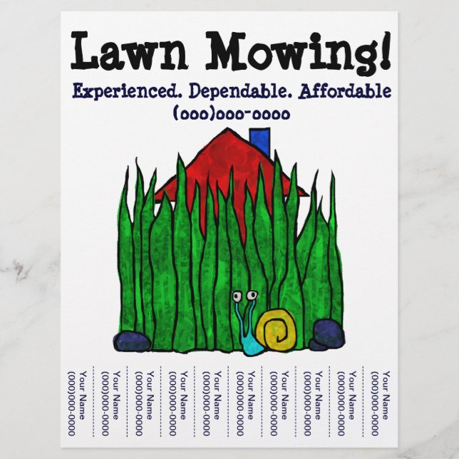 Lawn Mowing! Lawn Care. Yard Word. Custom Flyer (Front)