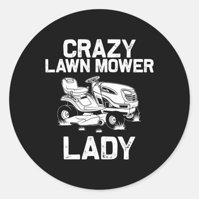 Lawn Mowing Mom Lawn Mower Farm Gardening Classic Round Sticker (Front)