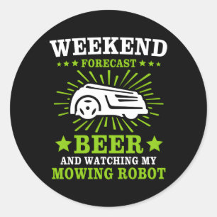 Lawn Mowing Robot Lawnmower Lawn Mower Classic Round Sticker