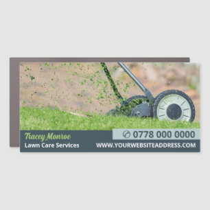 Lawn-Mowing Scene, Lawn Care Services Car Magnet
