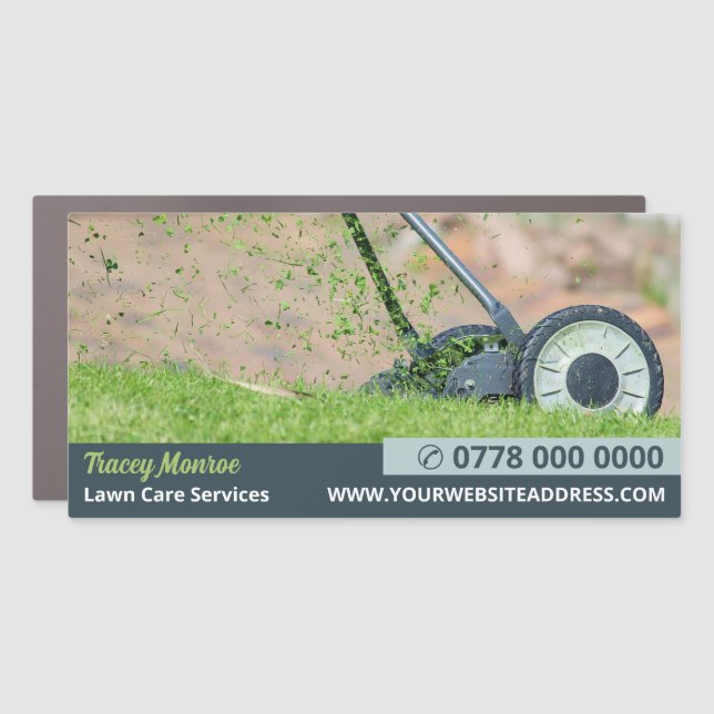 Lawn-Mowing Scene, Lawn Care Services Car Magnet (Front)