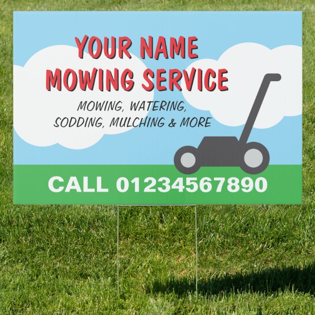 Lawn mowing service advertising template yard sign (Insitu)