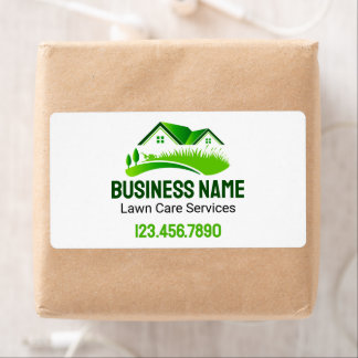 Lawn Mowing Service Green White Logo Label