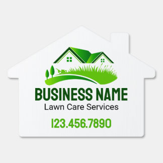 Lawn Mowing Service Green White Logo Sign