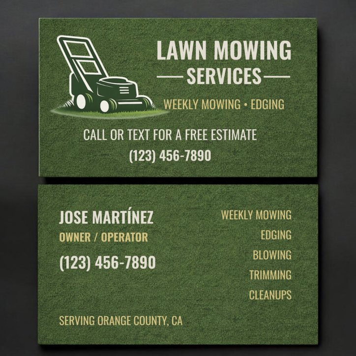 Lawn Mowing Services Business Card