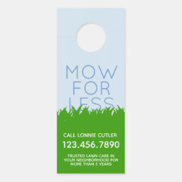 Lawn Mowing Services Door Hanger Business Card