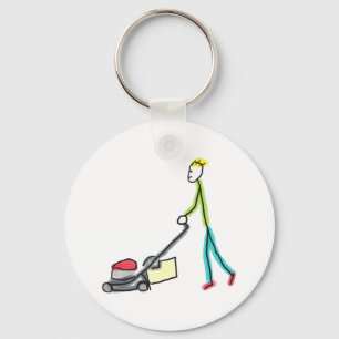 Lawn Mowing Stickman Keychain