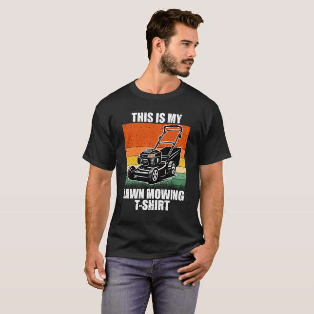 Lawn Mowing Vintage Retro Sunset T-Shirt (Front Full)