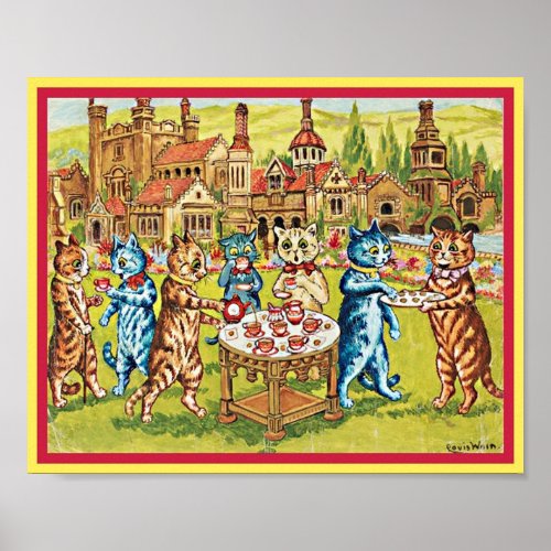 Lawn Party Cats Vintage Louis Wain Art copy  Poster