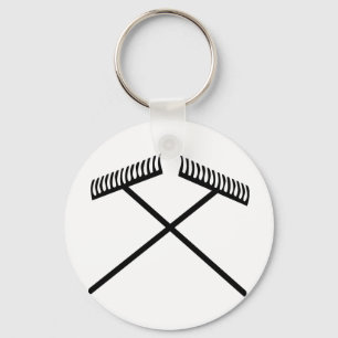 lawn rake crossed keychain