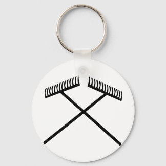 lawn rake crossed keychain