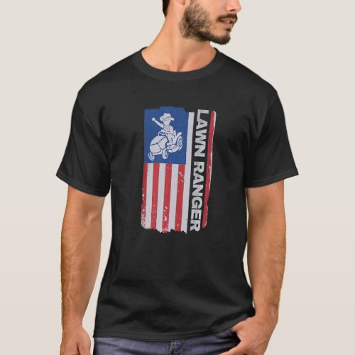 Lawn Ranger Lawnmower American Flag USA Garden Law T_Shirt