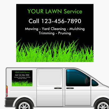 Lawn Service Advertising Car Sign by Luckyturtle at Zazzle