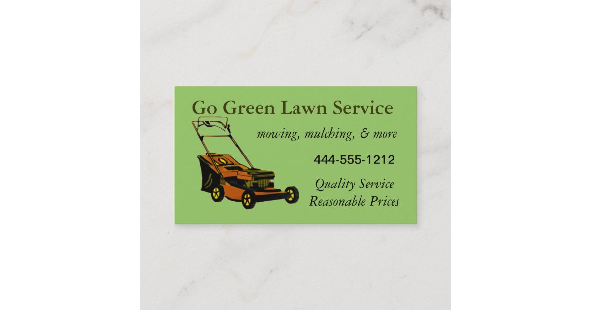 Lawn Service Business Card with mower customizable Zazzle