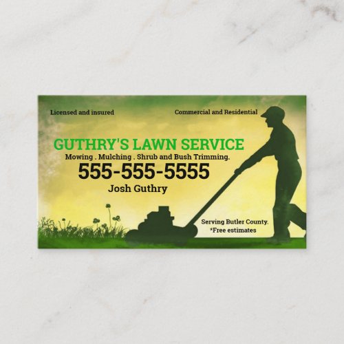 Lawn Service Business Card with push mower