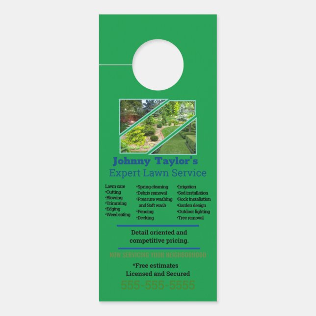 Lawn Service Door Hanger with photo (Front)