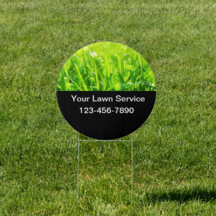 Lawn Service Double Side Round Yard Signs