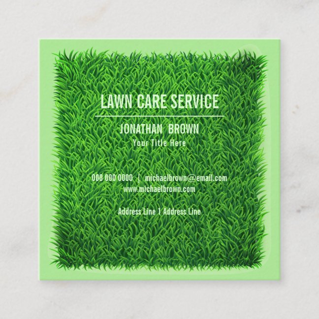 Lawn service garden Green Grass Landscaping Square Business Card