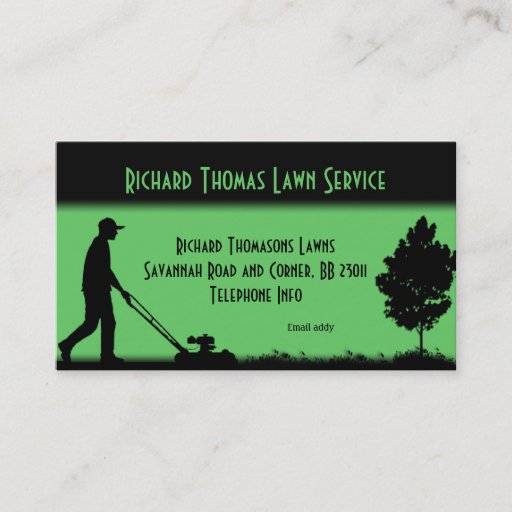 Customizable Lawn Service Landscape  Business Card