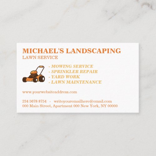 Lawn Service Landscape gardening grass mowing Business Card