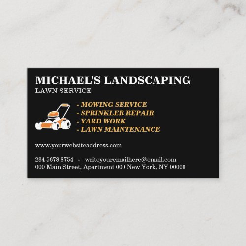 Lawn Service Landscape Grass mower Black Business Card