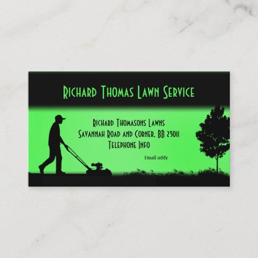 Customizable Lawn Service Landscape Green Business Card