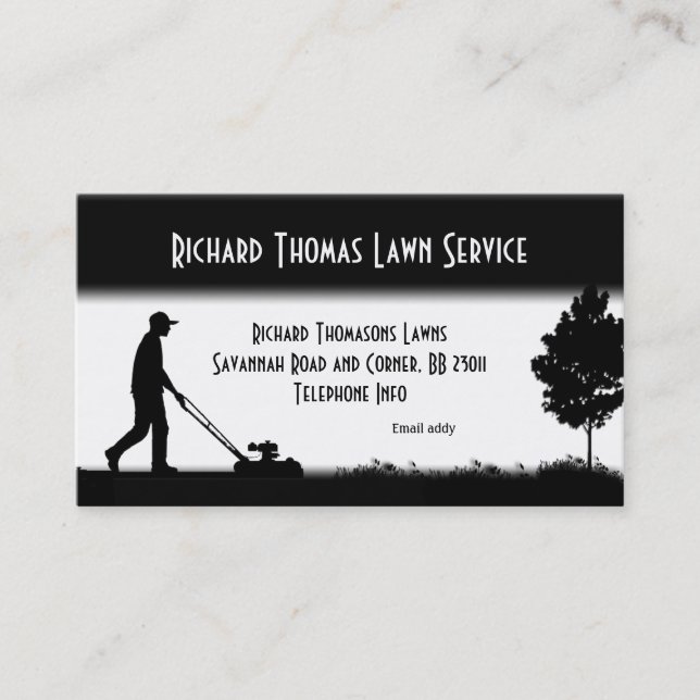 Lawn Service Landscape White Business Card (Front)