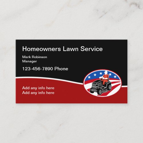 Lawn Service Modern Patriotic Design Business Card