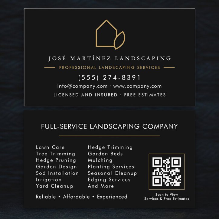 Lawn Service QR Code Landscaping Business Card