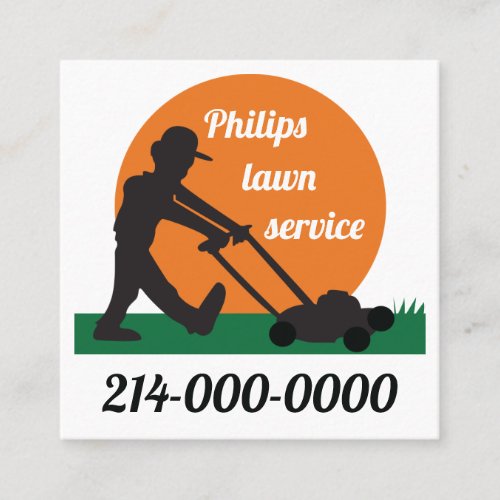 Lawn Service Square Business Card