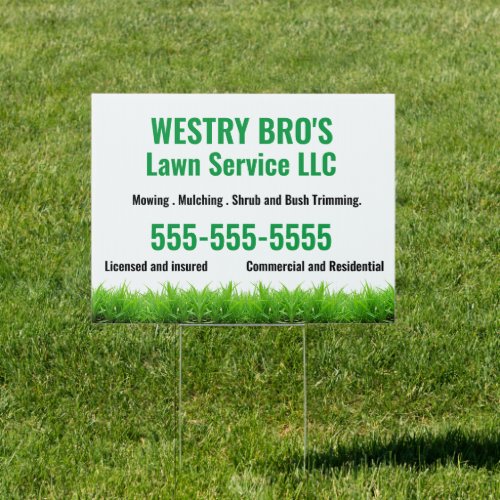 Lawn Service Yard Sign