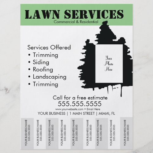 Lawn Services Tree Template Photo Tear Off Flyer