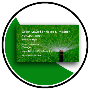 Lawn Sprinkler And Irrigation Services Business Card by Luckyturtle at Zazzle
