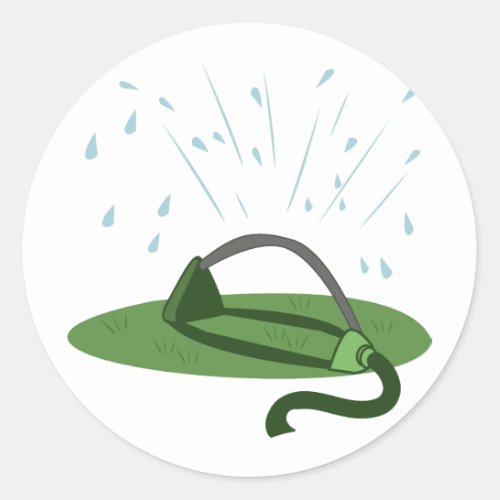 Lawn Sprinkler Classic Round Sticker