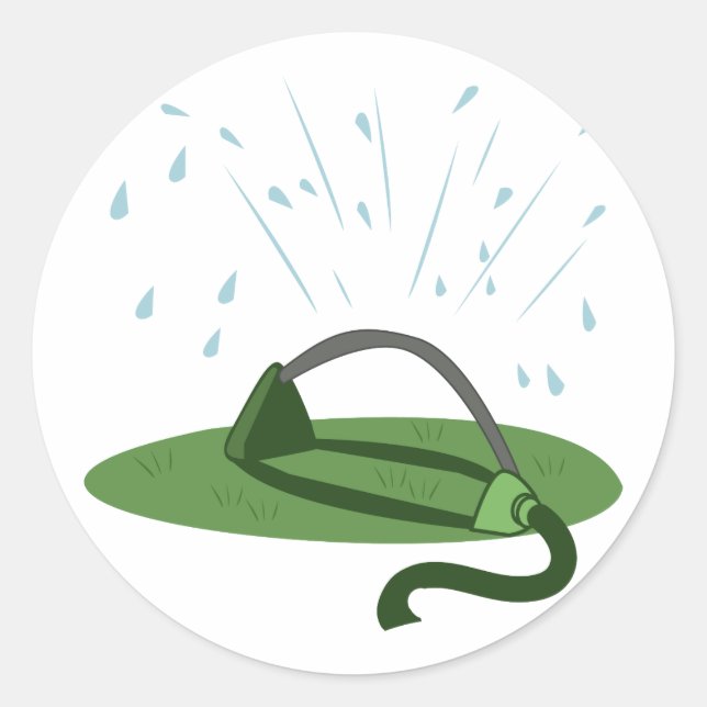 Lawn Sprinkler Classic Round Sticker (Front)