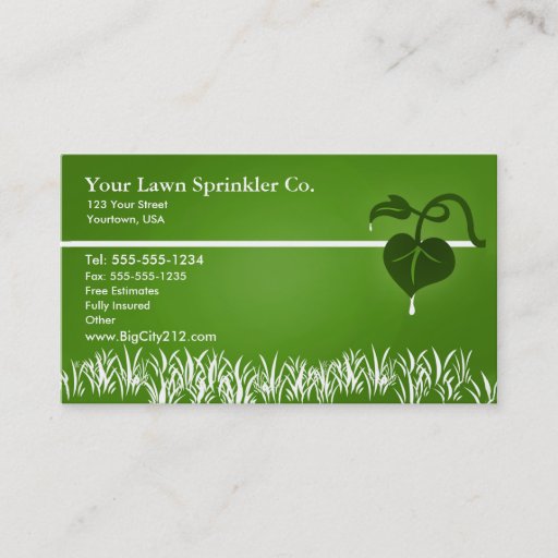 Customizable Lawn Sprinkler editable business card