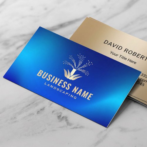 Lawn Sprinkler Irrigation Blue  Gold Landscaping Business Card