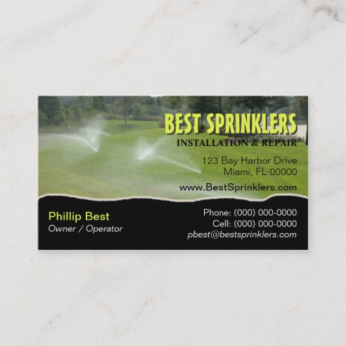 Lawn Sprinkler  Landscaping Business Card