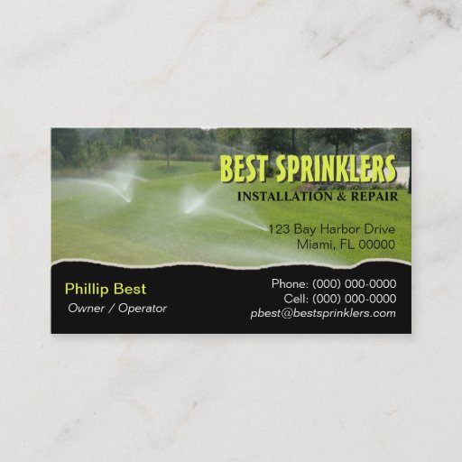 Customizable Lawn Sprinkler / Landscaping Business Card