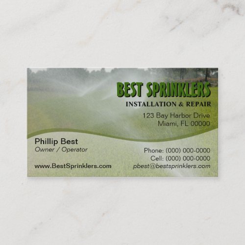 Lawn Sprinkler  Landscaping Business Card