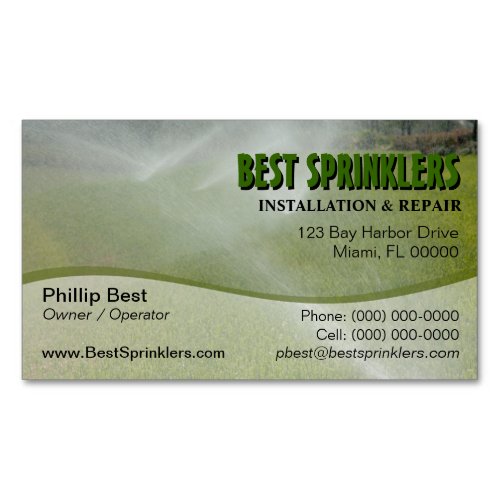 Lawn Sprinkler  Landscaping Business Card Magnet