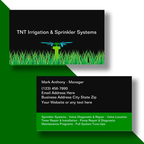 Lawn Sprinkler Systems And Irrigation Business Card