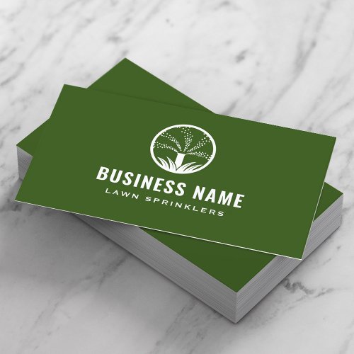 Lawn Sprinklers Irrigation Green Landscaping Business Card