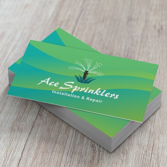 Lawn Sprinklers Irrigation Installation & Repair Business Card (Creator Uploaded)
