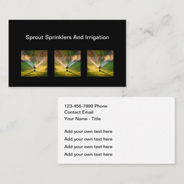 Lawn Sprinklers Irrigation Services Business Card (Front/Back)