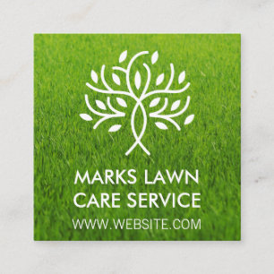 Lawn Stylized Tree Logo Square Business Card