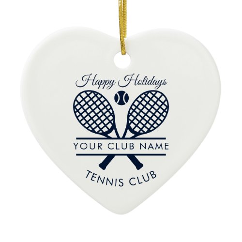 Lawn Tennis Club Script Happy Holidays Christmas Ceramic Ornament