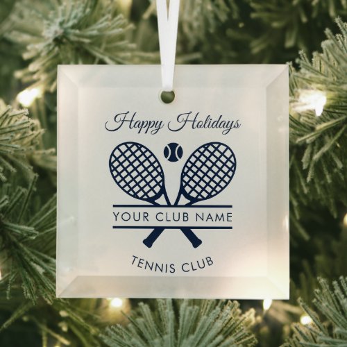 Lawn Tennis Country Club Happy Holidays Christmas Glass Ornament