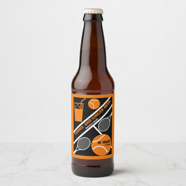 Lawn Tennis Player Graphic Art       Beer Bottle Label (Front)