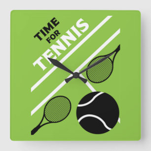 Lawn Tennis Players Square Wall Clock